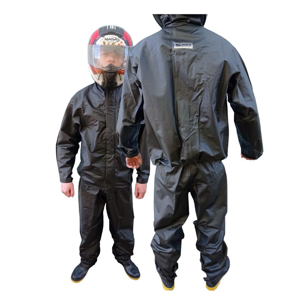 Capa De Chuva Conjunto Calça Jaqueta Impermeavel Luxo Pvc Com Bolso Moto/motoboy/motoqueiro+ Bota Borracha + Touca Ninja