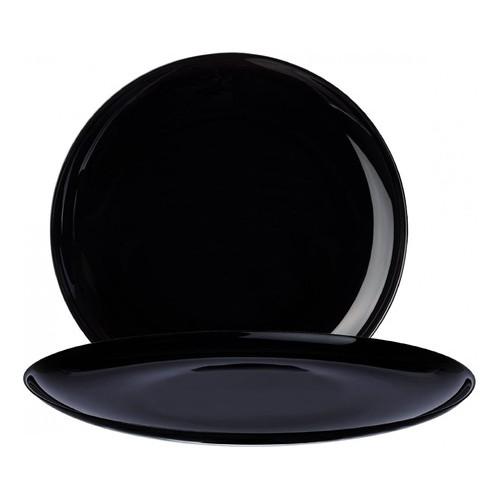 Jogo De Pratos Raso De Vidro Preto 32cm Opanile Redondo 2 Pcs Para Bolo/pizza