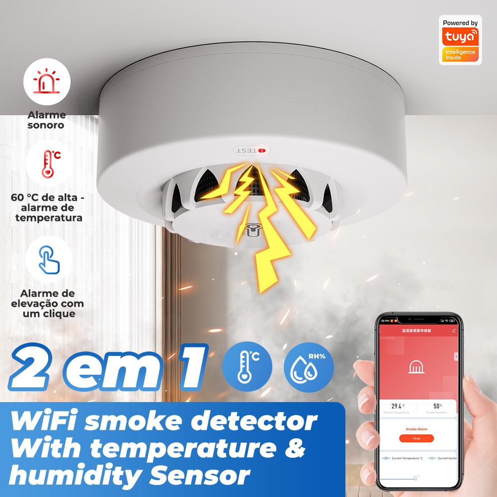 Smatrul Tuya Wifi Alarme De Fumaça Inteligente Detecção De Temperatura E Umidade Higrômetro Para Alexa Google Home Sistema De Segurança Doméstica Bomb