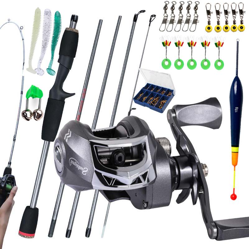 Vara De Pesca Com Carretel Linha Sem Lure Full Set Sougayilang 1.8M 18 + 1 Bb 7.2 1 High Speed MAX Drag 10KG