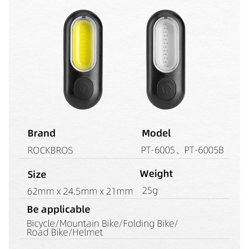 Rockbros Lanterna Traseira LED À Prova De Chuva Com Cabeça Para Bicicleta