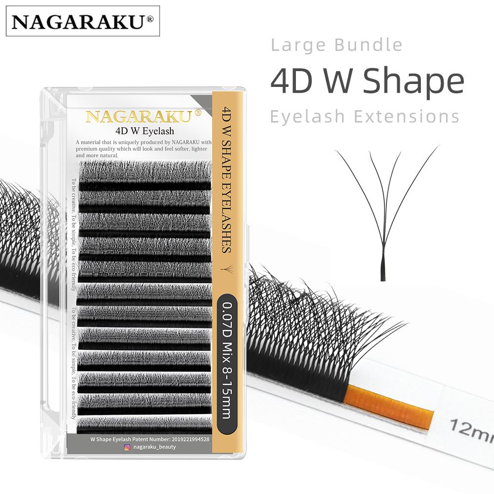 Nagaraku Forma W Bloom Floração Automática Premade 3D Fãs Extensões Da Pestana Natural Cílios De Luz Suave Completa Dense
