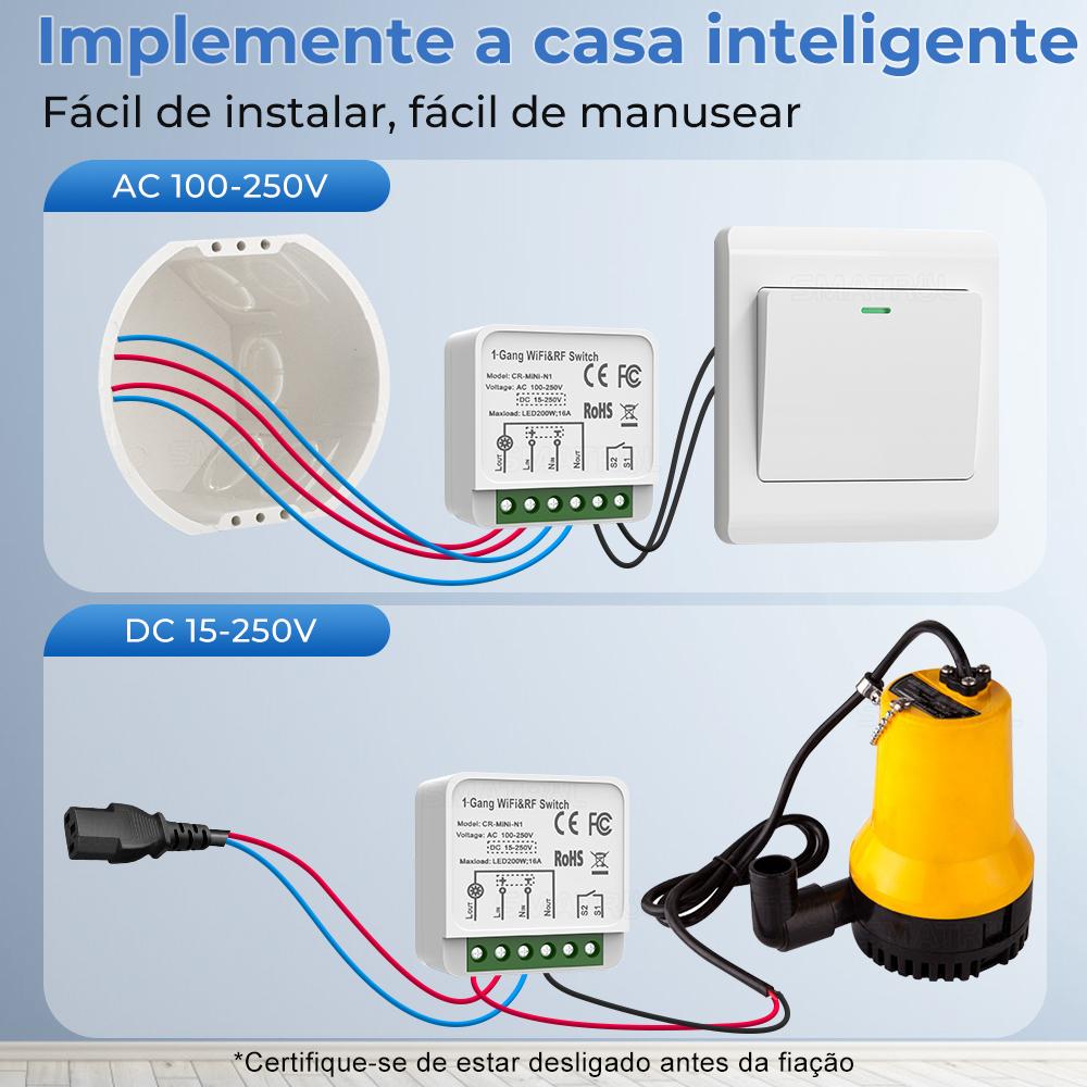 Smatrul Dc 16A Tuya Wifi Rf433 Interruptor Sem Fio Inteligente Mini Módulo De 2 Vias Ligado E Desligado Para Google Home Alexa