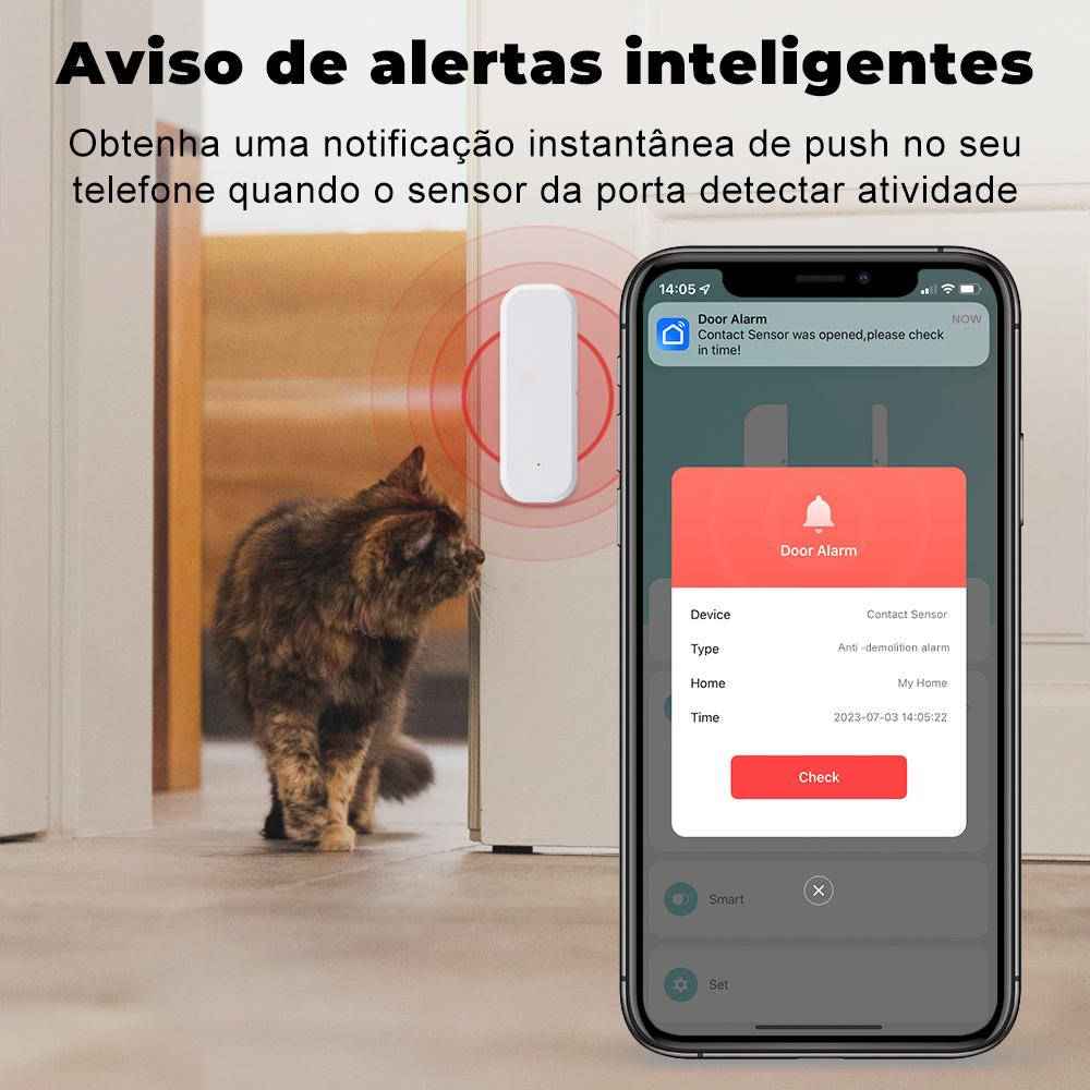 Sensor De Porta E Janela Tuya Alexa Wifi Alimentação Por Pilha Aaa Smartlife Detector De Aberto/fechado