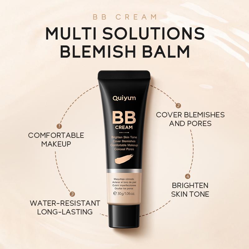 Quiyum Bb Cream Maquiagem Natural Foundation Duradoura Todo O Dia Cobertura Alta Tom De Pele Brilhante 30g