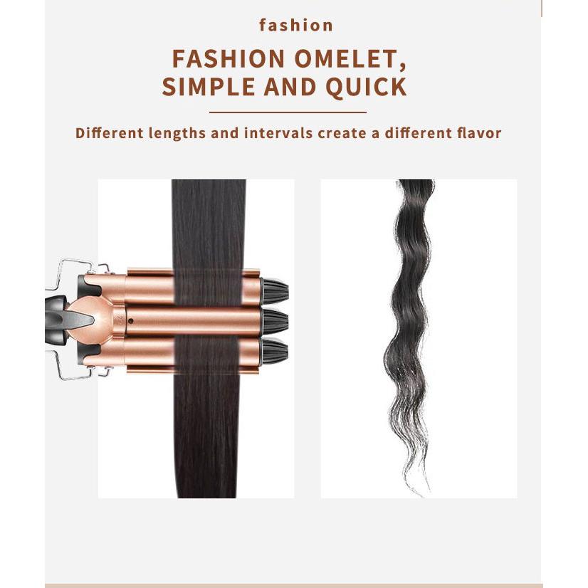 Kemei Professional Hair Curling Iron Ferro De Frisar Cerâmica Triplo Barril Ferros Cabelo Waver Ferramentas De Modelagem Styler Wand