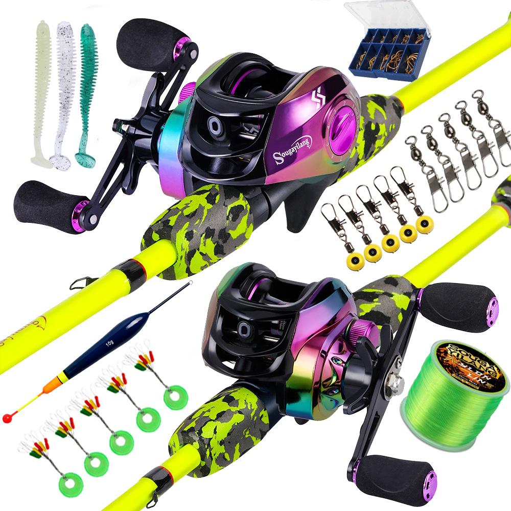 Sougayilang 1.8m 5 Seções Linha De Carretel De Vara De Pesca Em Fibra De Carbono Lure Combos 19 + 1 7.2 1 High Speed MAX Drag 15kg