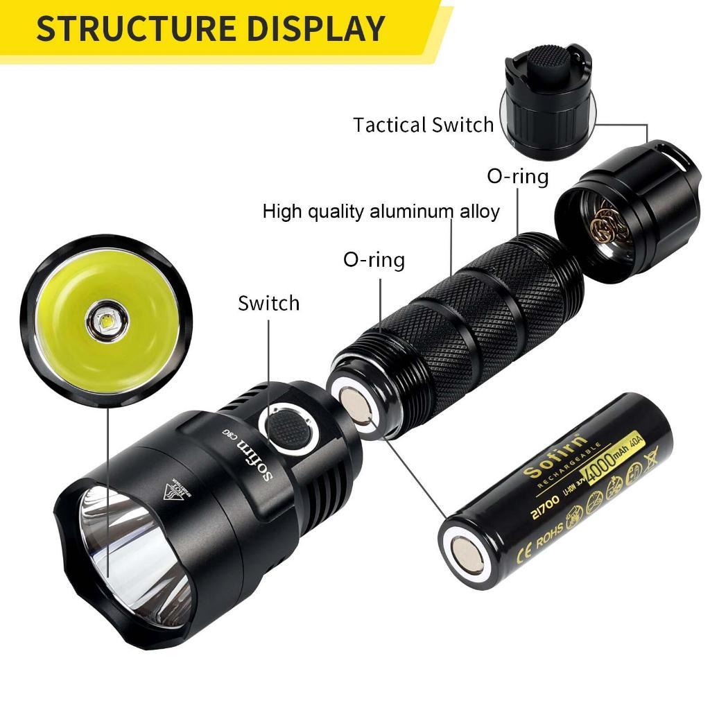 Lanterna Sofirn C8G Super Brilhante 2000 Lumen Sst40 LED Por 18650 Ou 21700 Tocha De Bateria Para Acampamento Ao Ar Livre