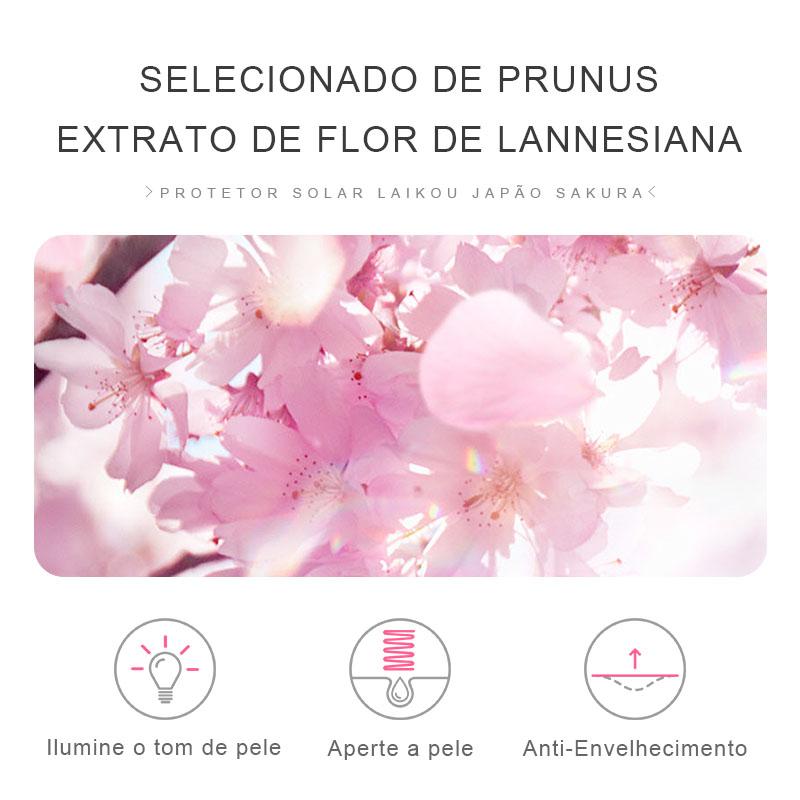 Laikou Sakura Protetor Solar Branqueador Proteção Uv Spf50 Pa + Leve E Brilhante Tom De Pele 30g