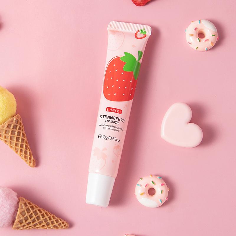 Laikou Strawberry Lip Balm Night Sleeping Mask Repairing Lip Care 18g