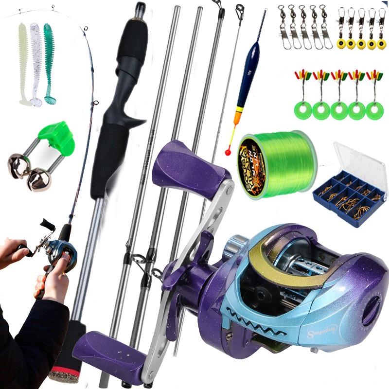 Vara De Pesca Com Carretilha Sougayilang 1.8M Linha Lure Kit 7.2 1 Relação Engrenagem MAX Drag 15KG