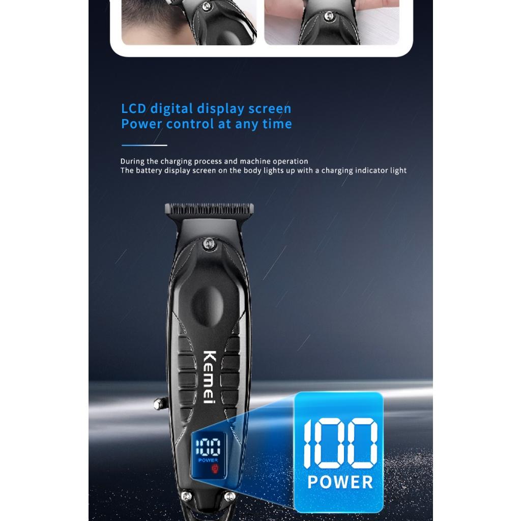 Aparadores De Cabelo Profissionais Sem Fio Kemei Recarregáveis Elétricos Homens Acabamento Máquina De Corte Display Lcd Barbeador