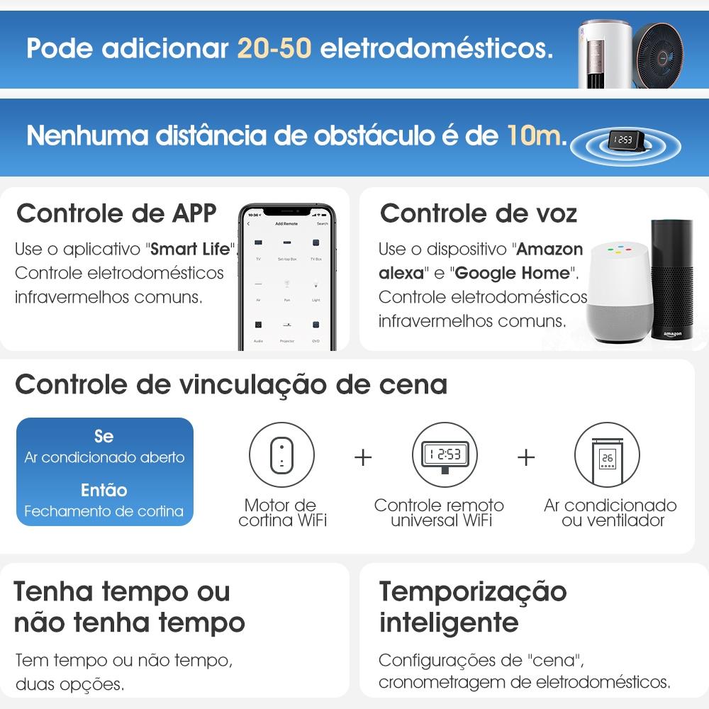 Smatrul Tuya Smart Wifi Controle Remoto Infravermelho Ir Com Tempo Ar Condicionado Ventilador Tvd Voz Home Alexa E Google Assistant