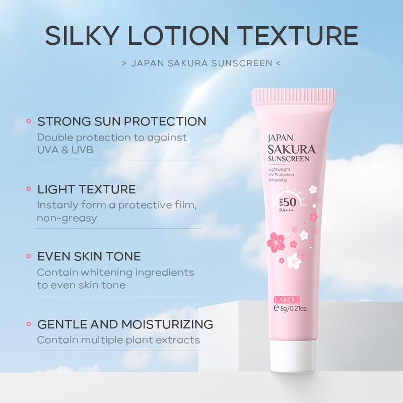 Laikou Sakura Protetor Solar Facial E Corporal Spf 50 Pa+++ Longa Duração À Prova D Água 8g