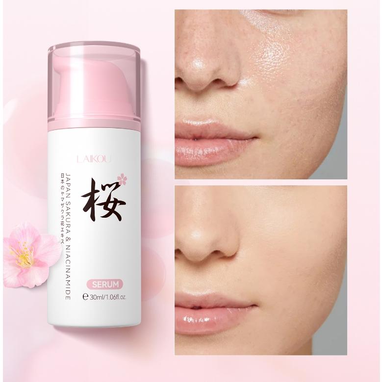 Laikou Japão Sakura Niacinamida Soro Apertar Poros Até Tom De Pele Linhas Finas Lisas 30ml
