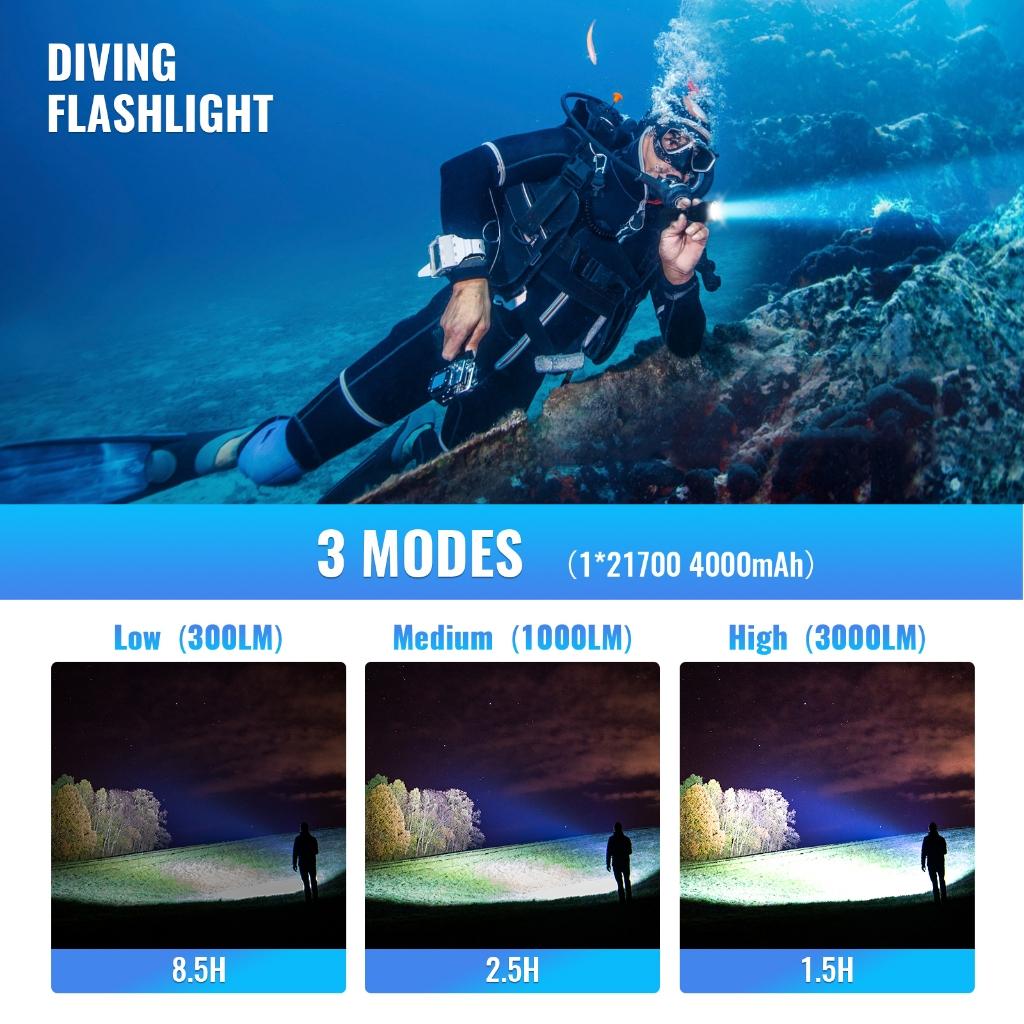 Lanterna De Mergulho Sofirn SD05 3000 Lúmens Subaquática 100 Metros À Prova D Água IPX8 Usando Xhp50.2 LED Para