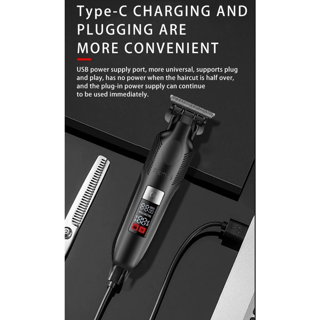 Kemei 2284 Aparador De Cabelo Sem Fio Com Gapped Zero Barbeador Profissional Acabamento Máquina De Corte Recarregável