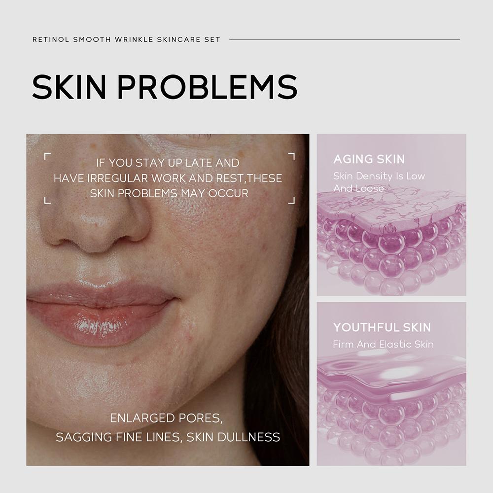 Quiyum Retinol Conjunto De Cuidados Com A Pele Rugas Suaves-para Todos Os Tipos De E Linhas Finas Melhoram Elasticidade