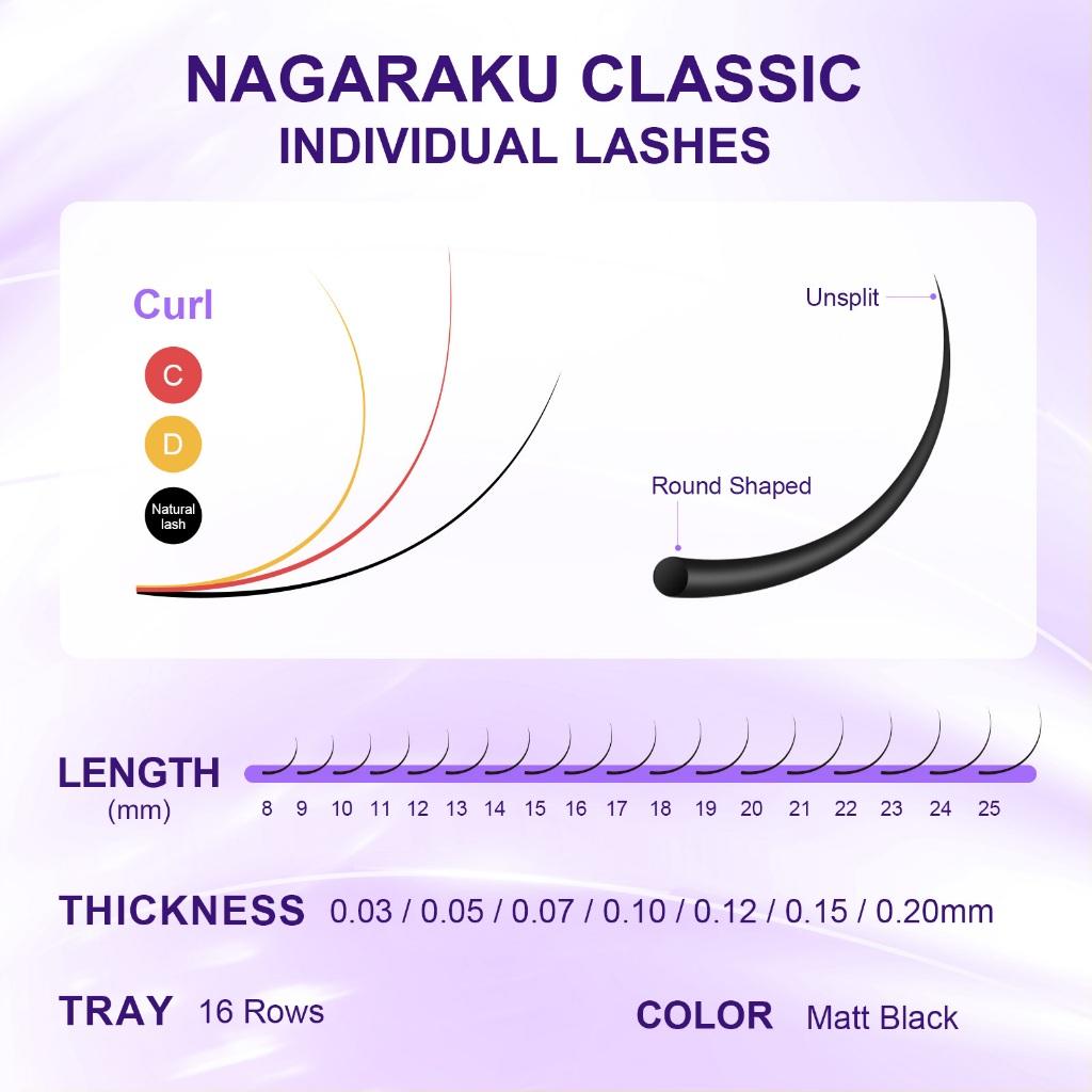 Nagaraku Extensões Individuais De Cílios Cc Dd Curl Hand Made Premium Falsos De Um Comprimento
