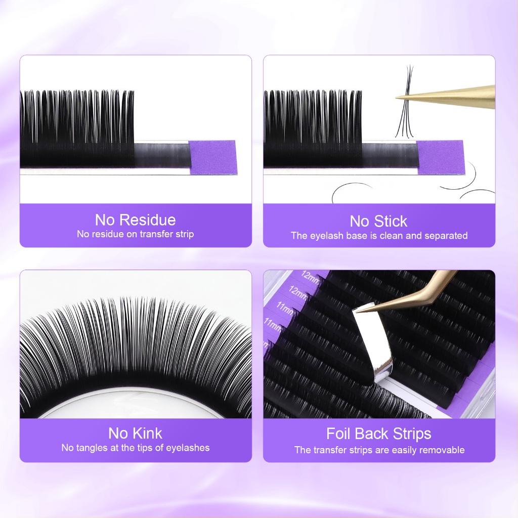 Nagaraku Extensões De Cílios De Comprimento Individual Suave Preto Fosco
