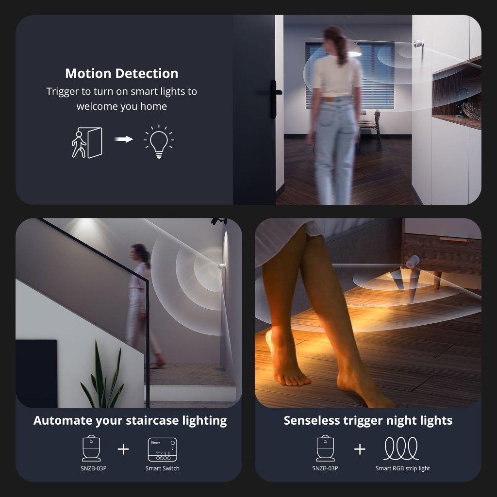 Sonoff Snzb-03p Zigbee Sensor De Movimento Detecção De Luz De Segurança Doméstica Ligação De Cena Inteligente Local Via Ewelink App Alexa Google