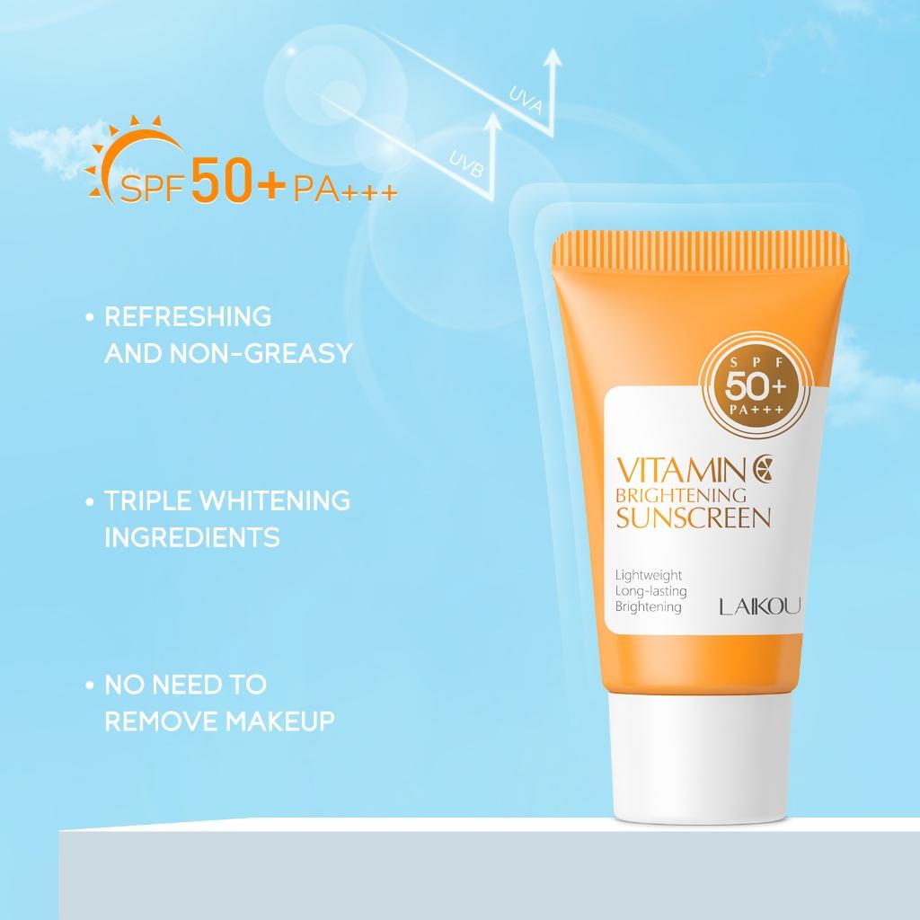 Laikou Protetor Solar Brilhante Vitamina C 30g Spf50 Pa + Leve E De Longa Duração Do Tom Da Pele Previne