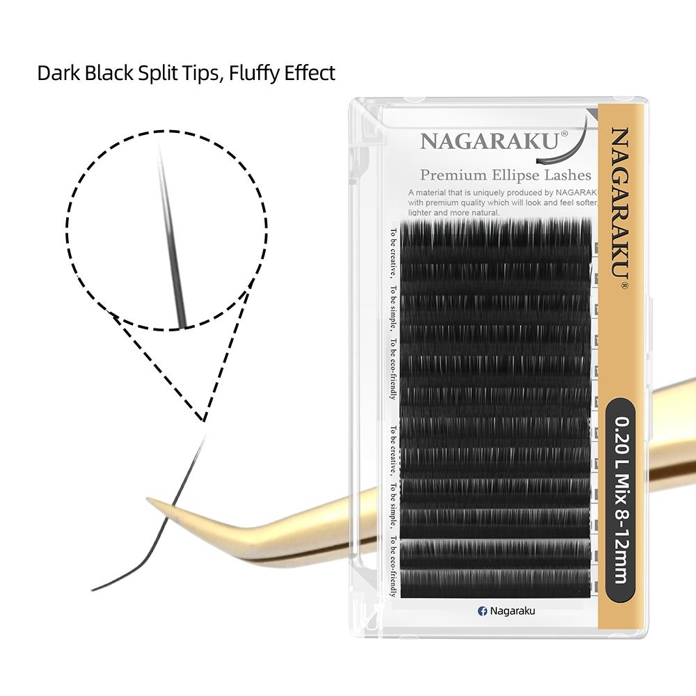 Elipse Nagaraku Flat L Lc Ld N Extensões De Pestanas Em Forma Falsas Pretas Cinzas Matte