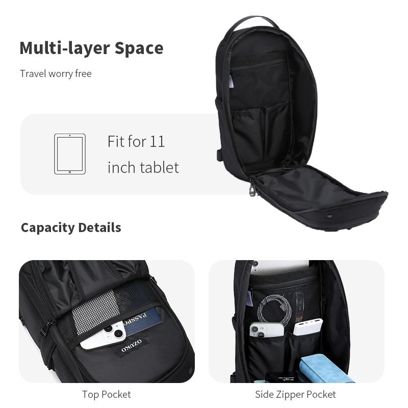 Ozuko Sacos De Grande Capacidade Da Moda Ombro Com Vários Bolsos À Prova D Água Funda O Exterior