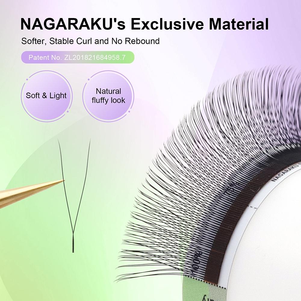 Nagaraku Ponta Única 2D Em Y Forma De Tecido À Mão Premium Soft Light Natural Eyelashes Extension Supplies Maquiagem