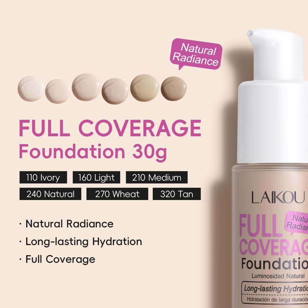 Laikou Fundação De Cobertura Completa Hidratação De Longa Duração Natural Radiance Ocultar Poros Manchas À Prova 30g