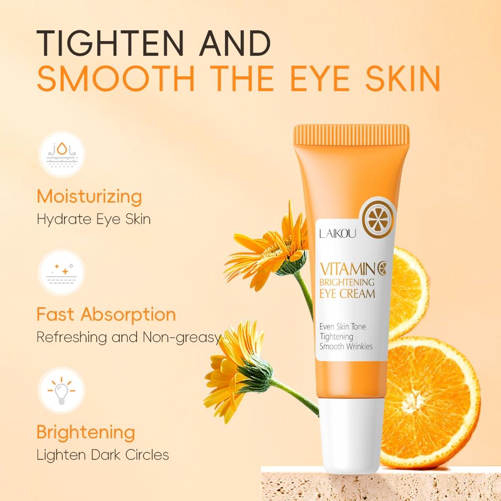 Laikou Vitamina C Creme Brilhante De Olhos Desbotar Círculos Escuros Reduzir Bolsas Apertar 15g