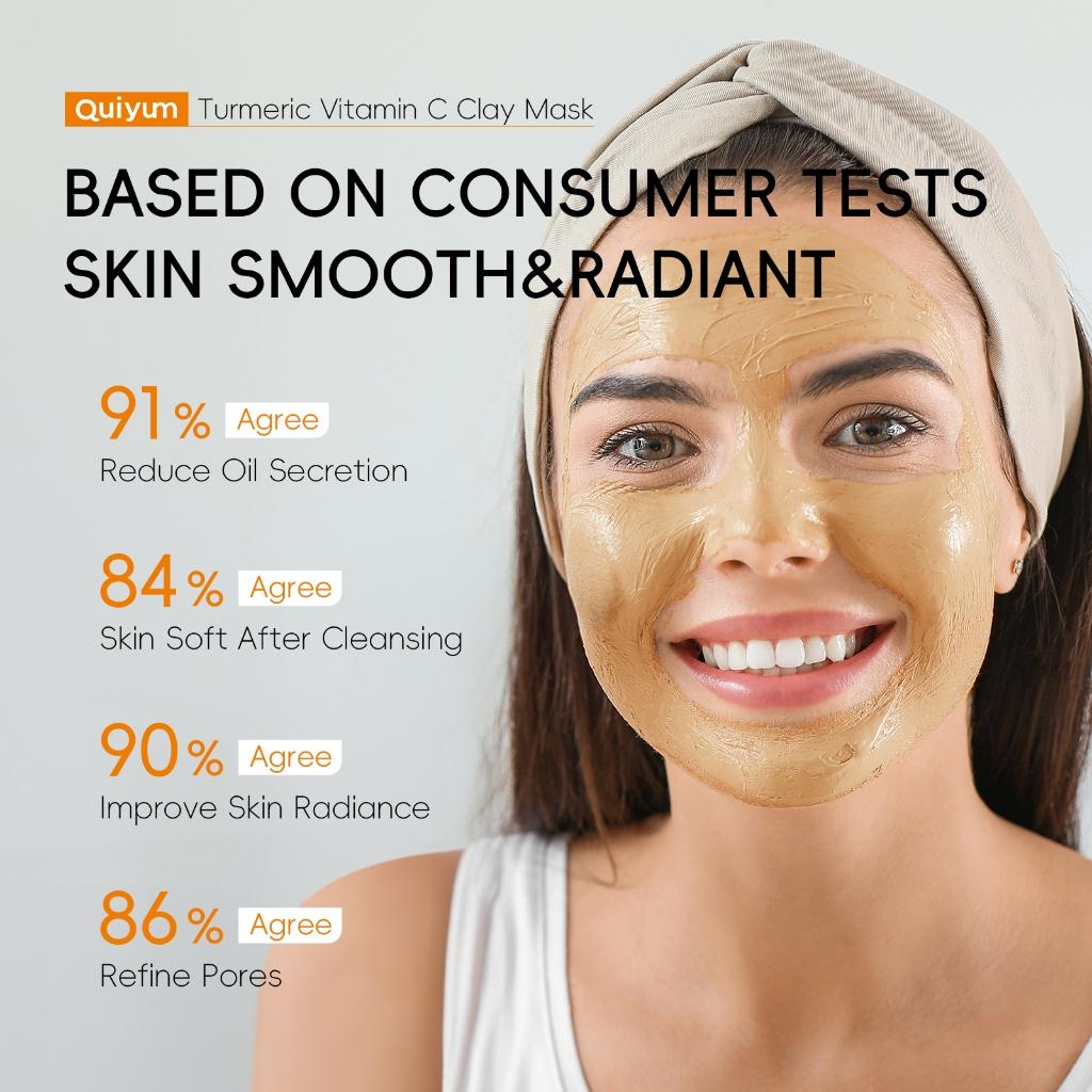 Quiyum Cúrcuma Vitamina C Argila Máscara 5g Suave Pele Áspera Limpeza Profunda Hidratante Purificar Poros