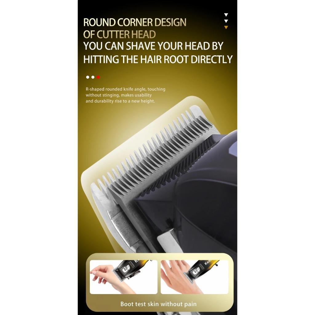 Kemei Profissional Barbeiro Máquina De Cortar Cabelo E Aparador Conjunto Sem Fio Zero Gaped De Barba Masculino Acabament