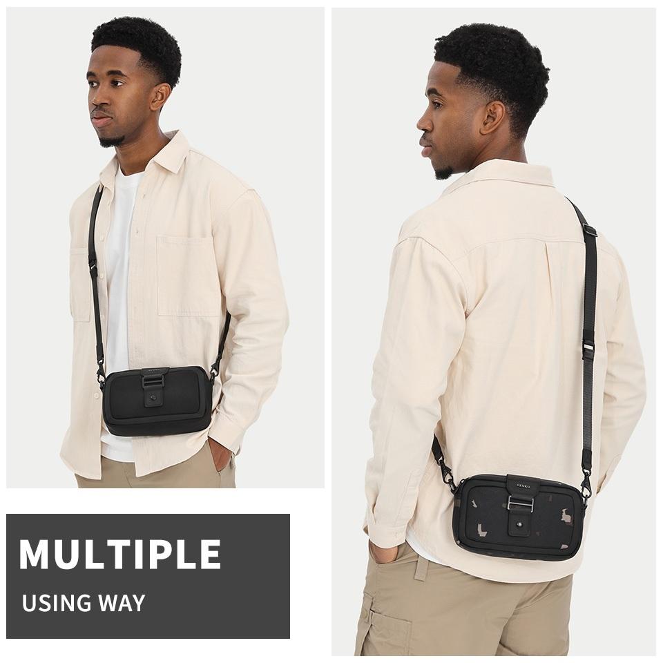 Ozuko Moda Bolsa De Ombro Masculina Impermeável Leve Pequena Crossbody