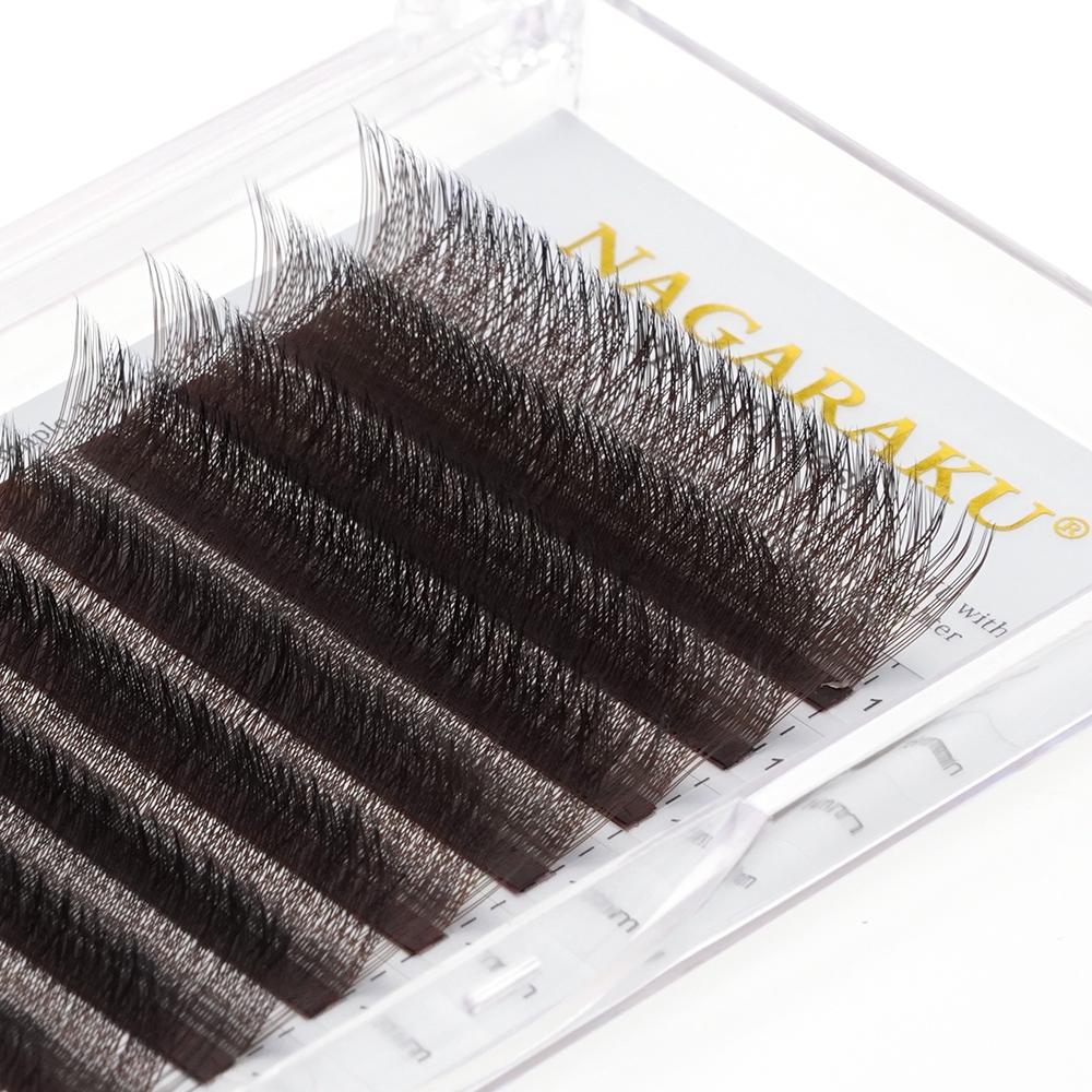 Nagaraku Brown Flower Automático W Shape Bloom 3D Premade Ventiladores Extensões De Pestanas Individuais De Luz Suave