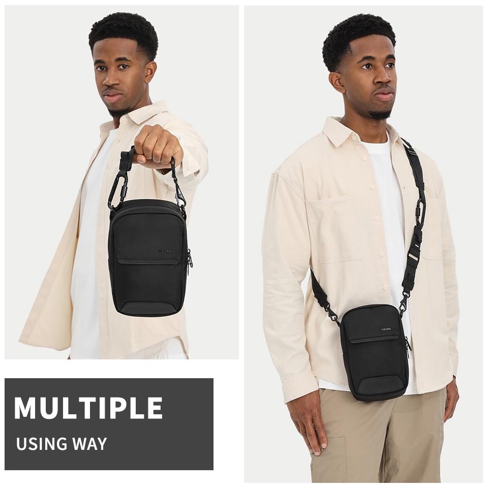 Ozuko Bolsa De Ombro Pequena Moda Masculina À Prova D Água Luz Ao Ar Livre Multicamadas Sling Crossbody Bags