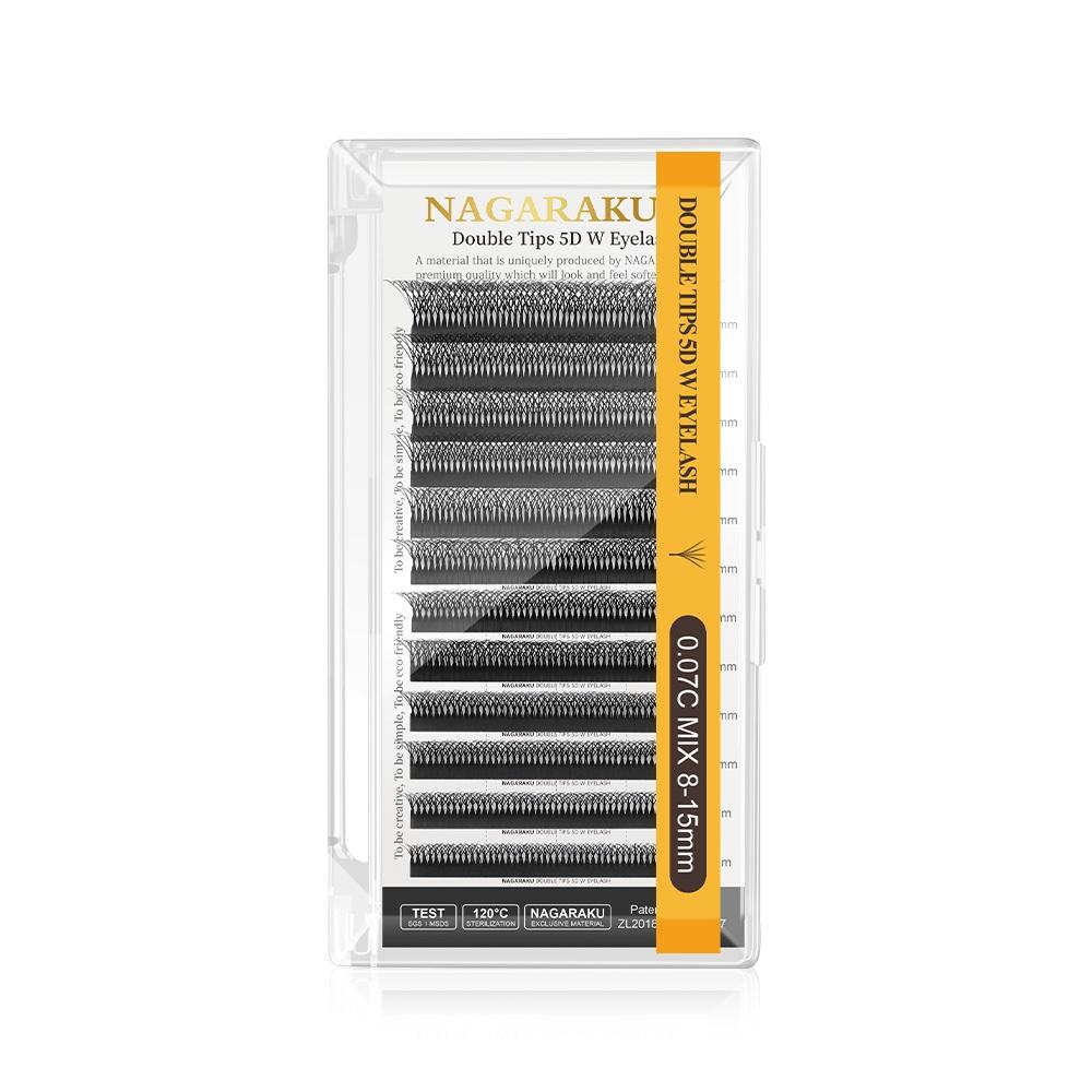 Nagaraku Dicas Duplas 5D W Forma Natural Luz Suave Ventiladores Tecidos À Mão Falsas Extensões Automáticas De Cílios
