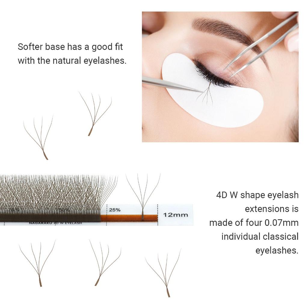Nagaraku Marrom W Forma 4D Extensões De Cílios Natural Denso Fofo Trevo Postiços