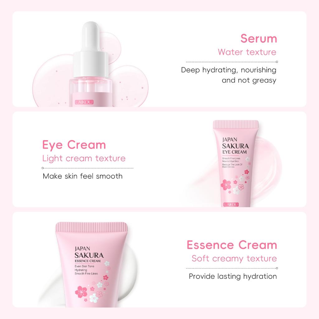 [tudo O Que Você Precisa] Laikou Sakura Radiance Skincare Collection Hidratação Brilhante Da Pele Nutritiva Com Bolsa De