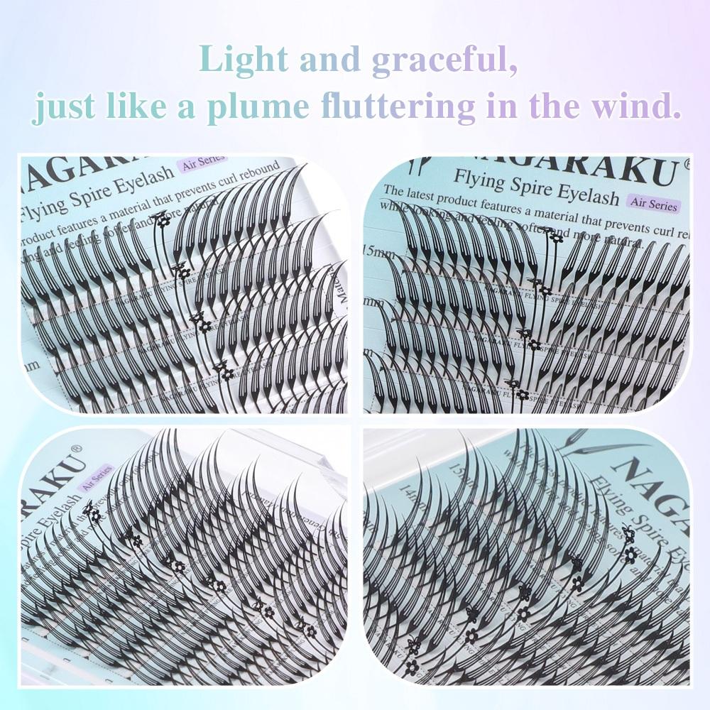 Nagaraku Flying Spire Cílios Postiços Série Air Extensões De Leves De Penas Pré-fabricadas