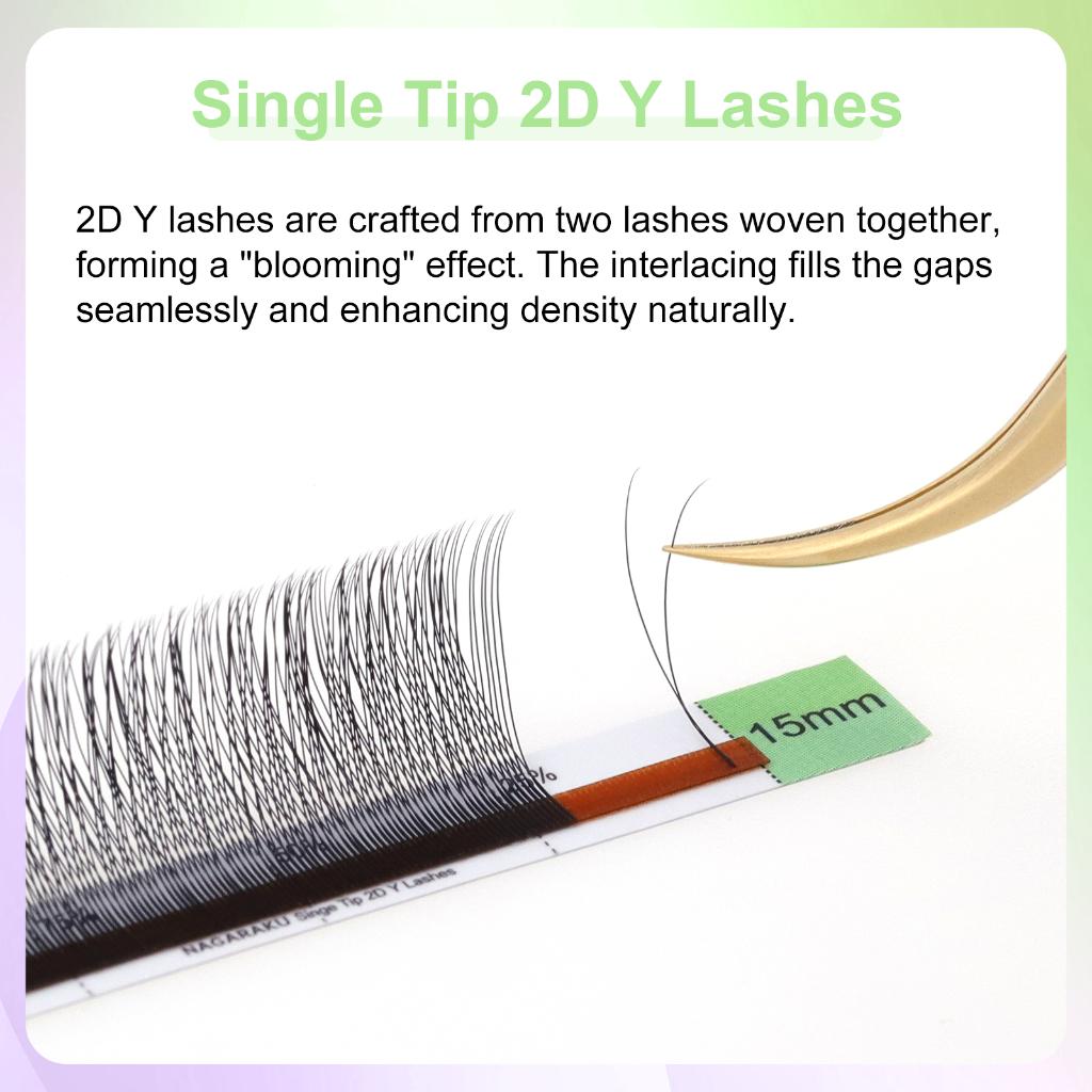 Nagaraku Ponta Única 2D Ysl/m Forma De Onda Tecido À Mão Premium Suave Luz Extensão De Cílios Naturais