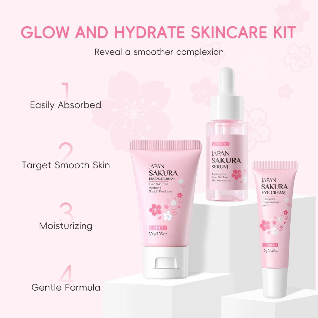 Laikou Sakura Soro Facial Clareador De Manchas Creme Apertar Poros Hidratante 3pcs