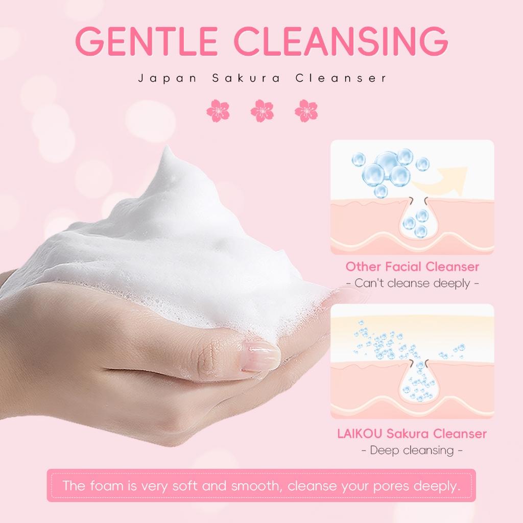 Laikou Sakura Kit Skincare Facial Serum Vitamina C Clareador Anti Manchas Anti-idade Limpeza Facial Glow Kit Pele