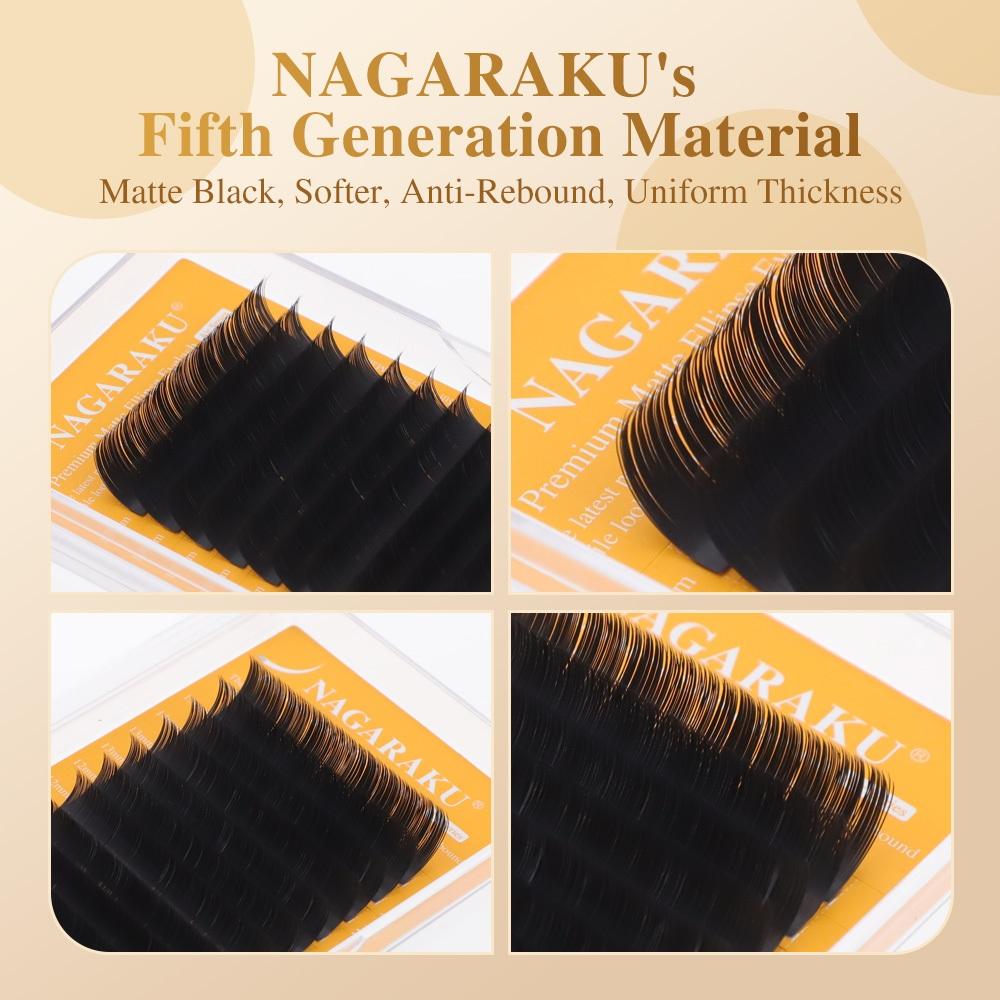 Nagaraku Extensões De Cílios Elipse Da Série Air De 5a Geração Premium ULTRA Light Feather Postiços Planos