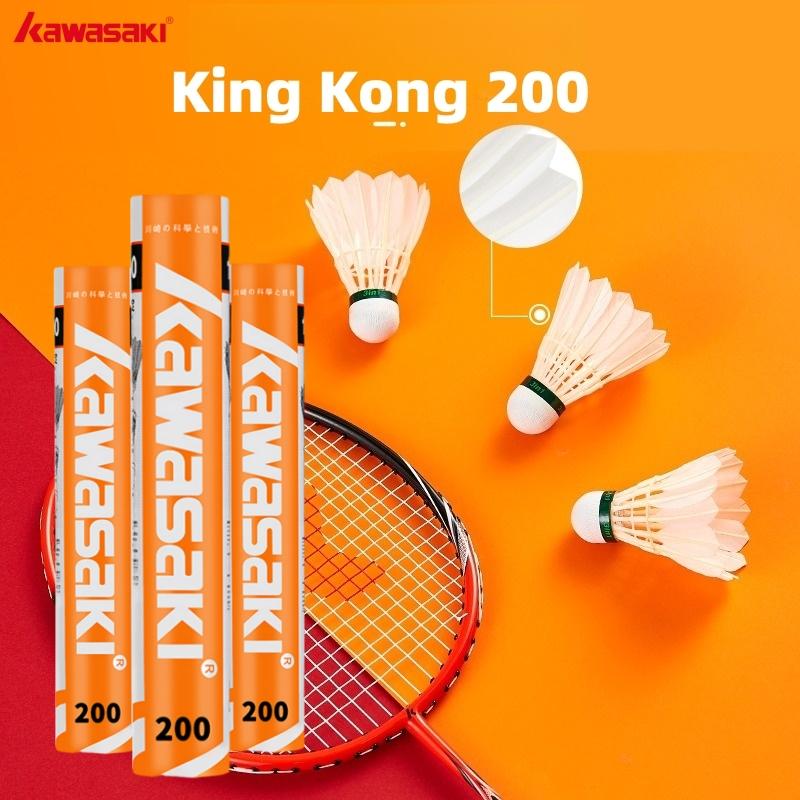 Peteca Kawasaki 12pcs King Kong 200 3 Em 1 Pena De Ganso De Badminton Durável E Estável Para Exercícios De Treinamento