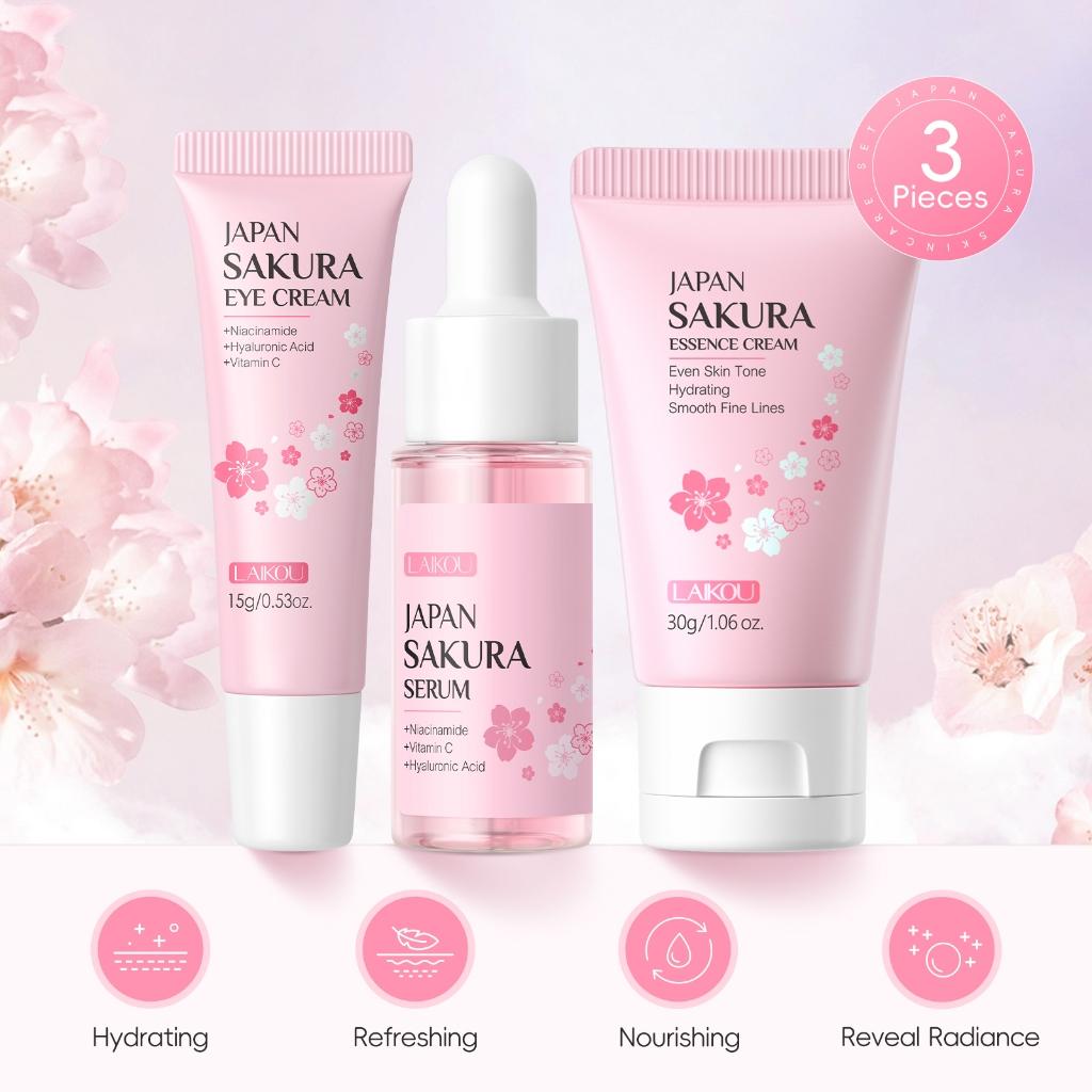 Laikou Japão Sakura Skincare Set Bloom In Radiance-magic Para Pele Hidratada E Jovem 15 Unidades