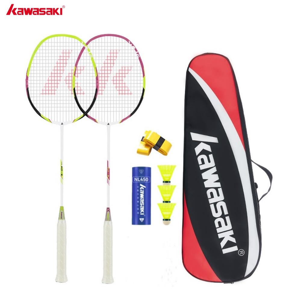 Kawasaki 2 Pçs Raquetes De Badminton Novo Kd-1pro-3/kc-081 Autêntico Fibra De Carbono Durável Ultra-leve Dado 3 + Aperto
