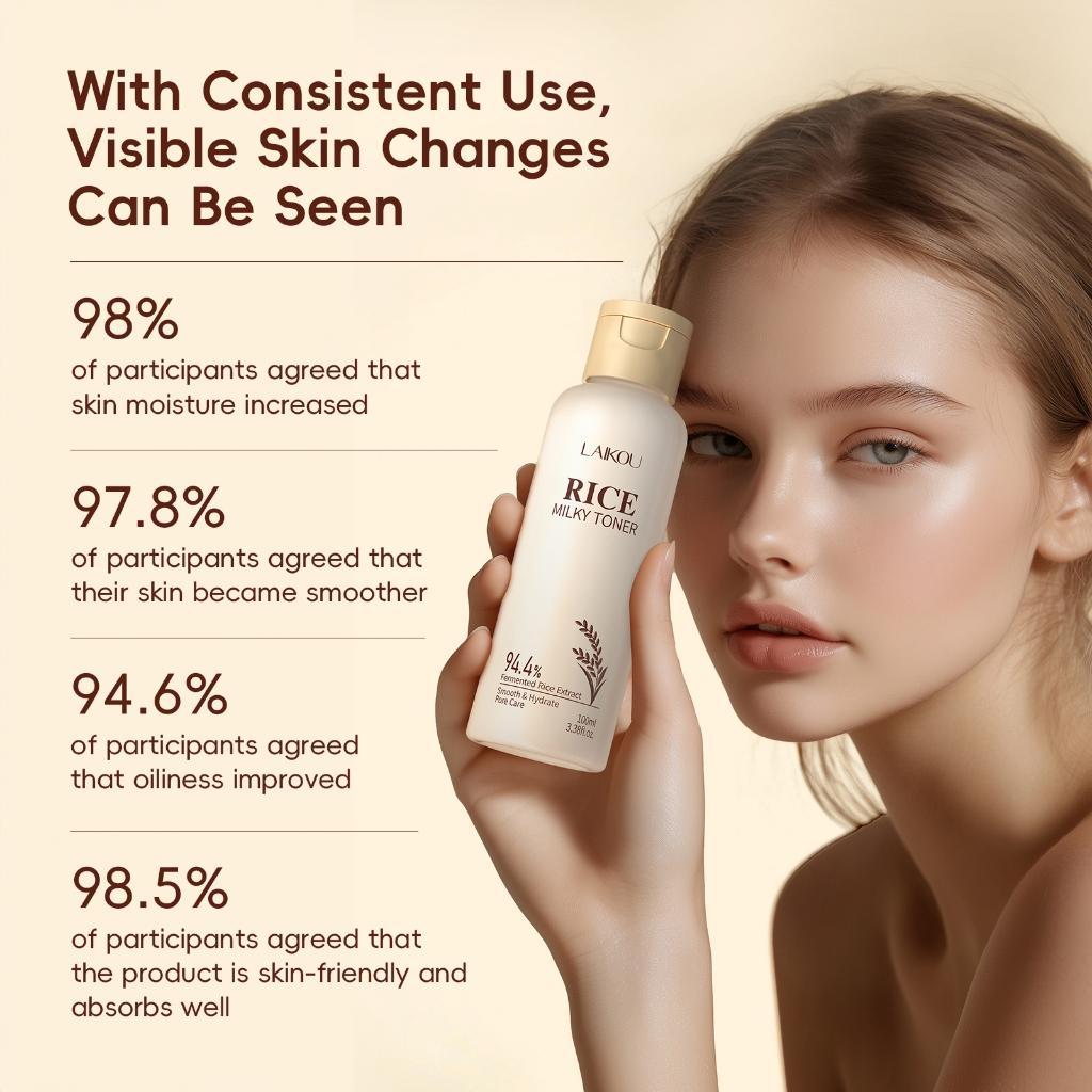 Laikou Arroz Milky Toner Refrescante E Hidratante Nutrir Profundamente O Equilíbrio Da Pele Tom Brilho 100ml