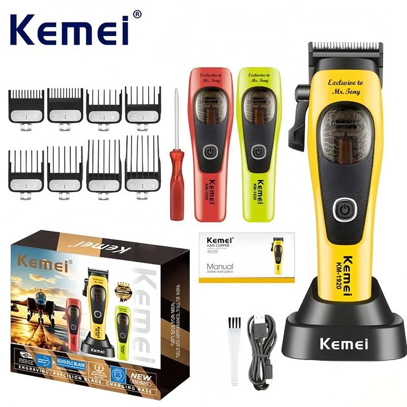 Kemei 1920 1921 Aparador De Cabelo Elétrico Profissional Máquina De Cortar 9000rpm Barbeiro Vetor Motor Acabamento Corte