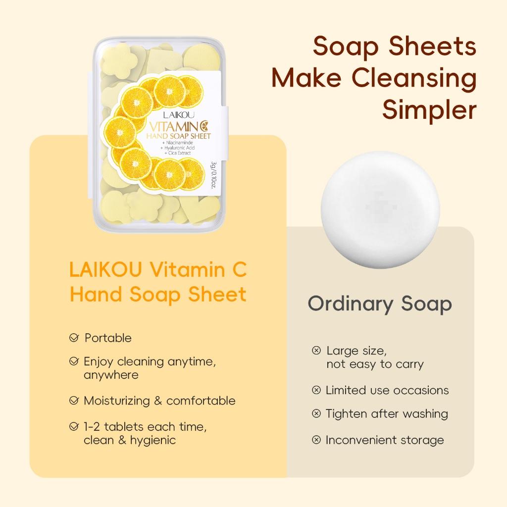 Laikou Vitamina C Sabão Para As Mãos Limpeza Suave Hidratante Portátil 3g